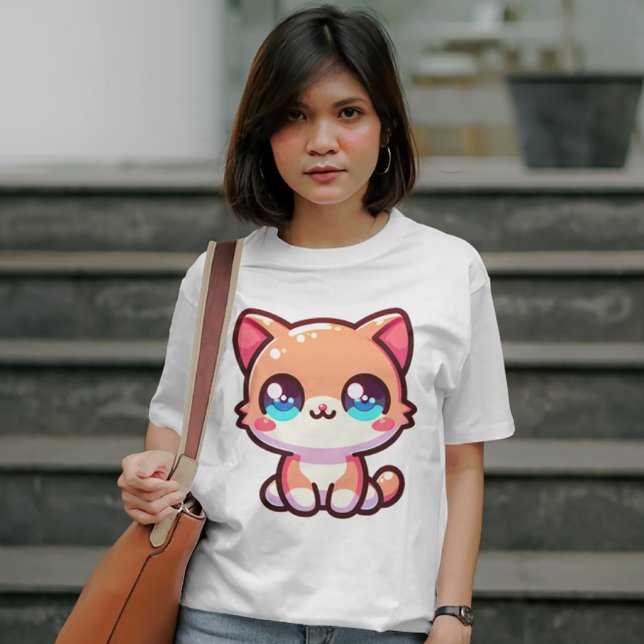 Charming Kawaii Cat T Shirt (Skapare uppladdad)