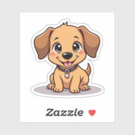 Charming Kawaii Dachshund, Beaming Smile, Small Klistermärken