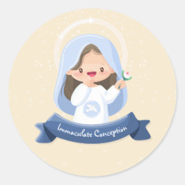 Charming Kawaii Virgin Mary with Flower - Beige Runt Klistermärke