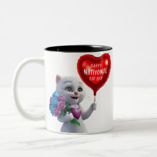 Charming Kitten National Cat Day T-Shirt Två-Tonad Mugg