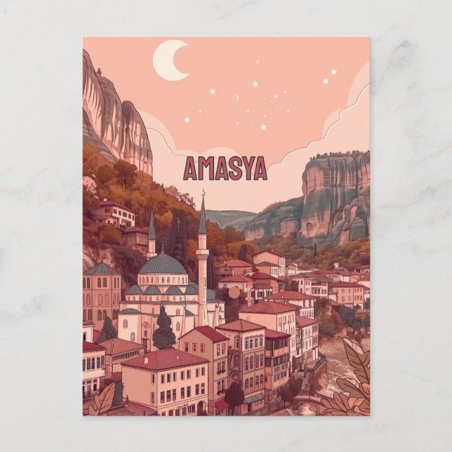 Charming kväll av Amasya, Turkiye Vykort (Framsida)