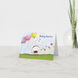 Charming Ladybug med färgstarka hjärtballonger Anteckningskort