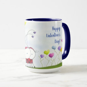 Charming Ladybug med färgstarka hjärtballonger Mugg