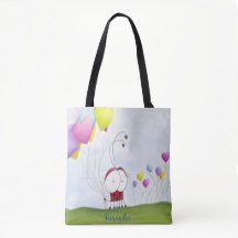 Charming Ladybug med färgstarka hjärtballonger