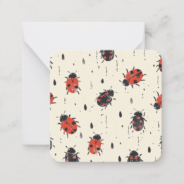 Charming Ladybug Notecards | Naturinspirerad Anteckningskort (Framsida)