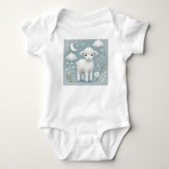 Charming Lamb Moon Moln  T Shirt (Framsida)