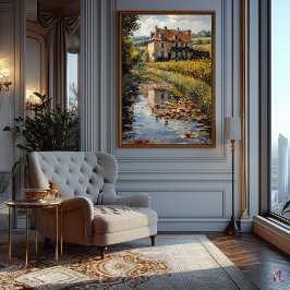 Charming Land House av Lily Pond Impressionism Poster