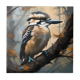 Charming Laughn: Kookaburra in Oil Paint Kakelplatta