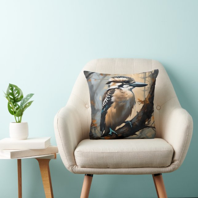 Charming Laughn: Kookaburra in Oil Paint Kudde (Stol)