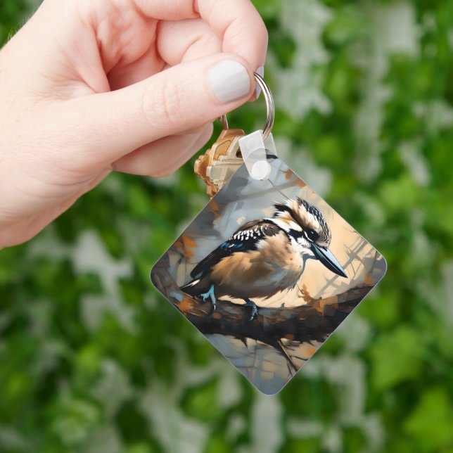 Charming Laughn: Kookaburra in Oil Paint Nyckelring (Hand)