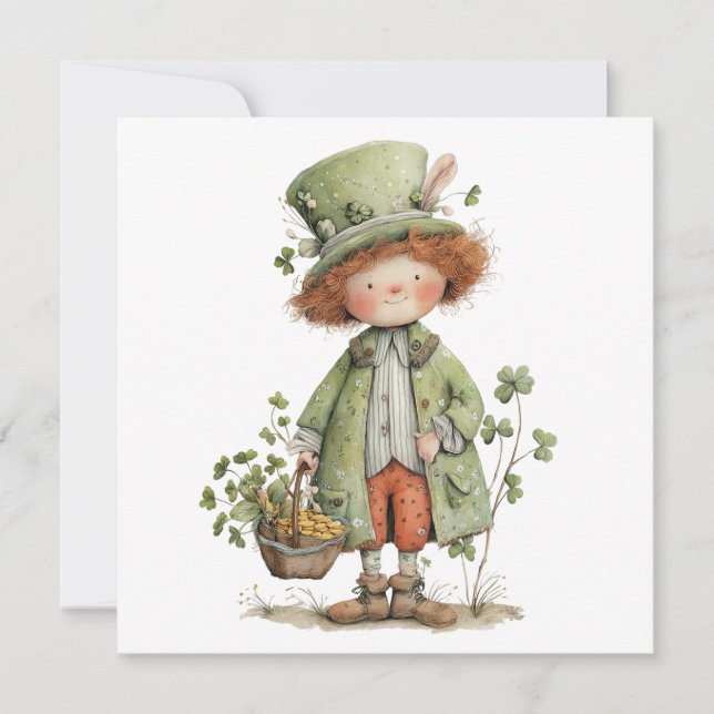 Charming Leprechaun Happy St Patrick's Day Kort (Framsida)