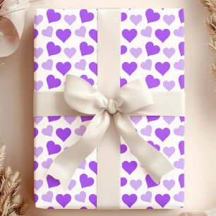Charming Lila Hearts on White Wrapping Papper Presentpapper