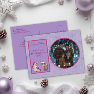 Charming Lilac Family Photo Helgdag Postcard Helg Vykort