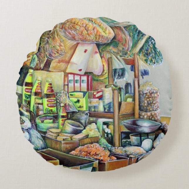 Charming Lomises of bra Tekka Centre, Singapore Rund Kudde (Framsidan)