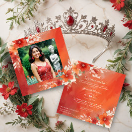 Charming Lovely Floral Frame Garland Spanish Photo Inbjudningar
