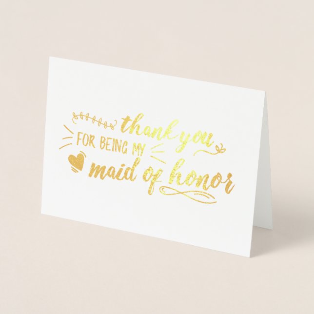 Charming Maid of honor Tack Folierat Kort (Framsida)