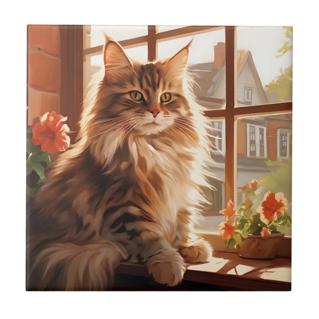 Charming Maine Coon Cat Kakelplatta (Framsidan)