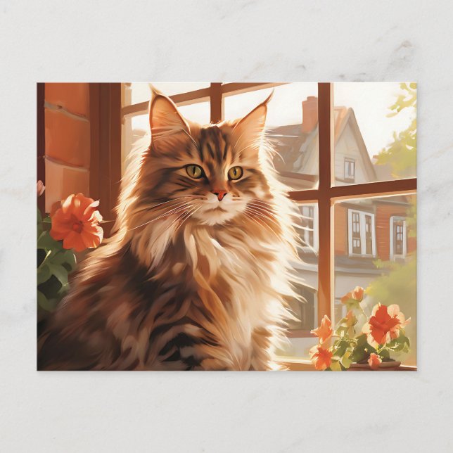 Charming Maine Coon Cat Vykort (Framsida)