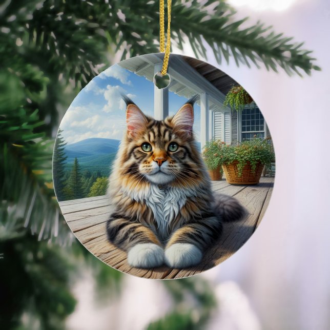 Charming Maine Coon Keepsake Julgransprydnad Keramik (Skapare uppladdad)