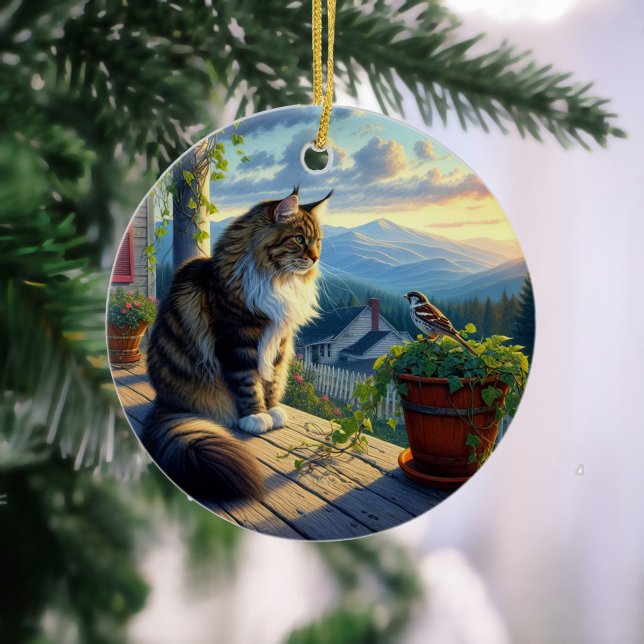 Charming Maine Coon Keepsake Julgransprydnad Keramik (Skapare uppladdad)