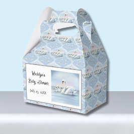 Charming Mamma Svan med Spädbarn i Peach Sunset Presentaskar