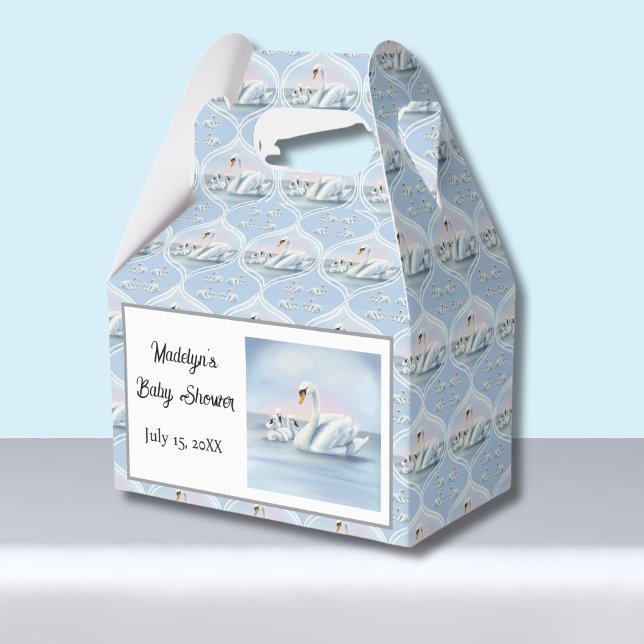 Charming Mamma Svan med Spädbarn i Peach Sunset Presentaskar (Skapare uppladdad)