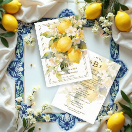 Charming Mediterranean Botanical Floral Lemons Inbjudningar
