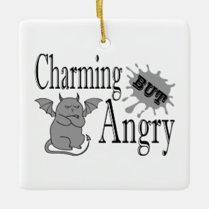 Charming men arg lite djävulen-citat. julgransprydnad keramik