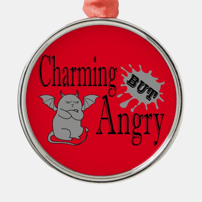 Charming men arg lite djävulen-citat. julgransprydnad metall (Framsidan)