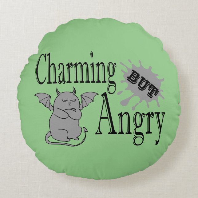 Charming men arg lite djävulen-citat. rund kudde (Framsidan)