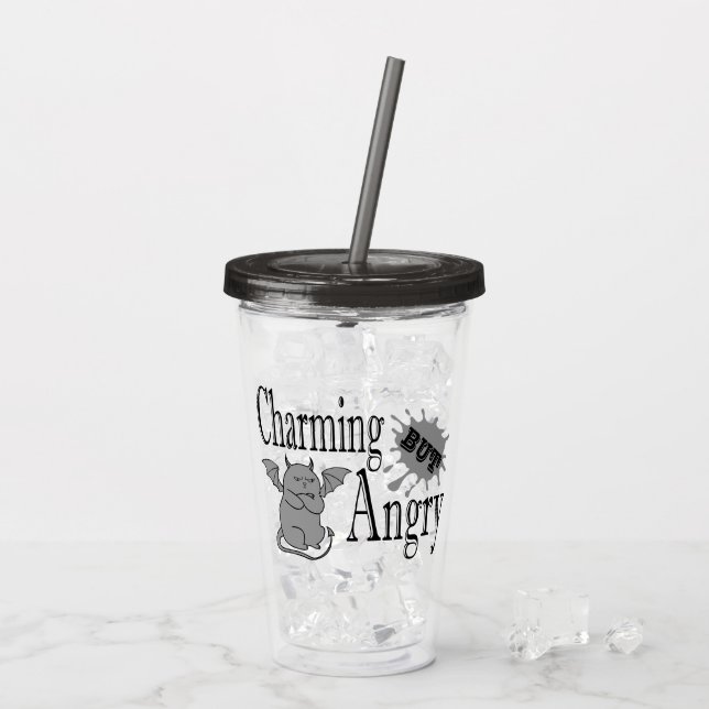 Charming men arg lite djävulen-citat. take away mugg (Baksida Ice)