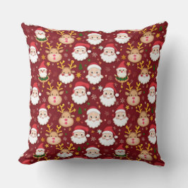 Charming Mini Santa och Reindeer jul Mönster Kudde