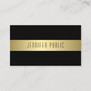 Charming Modern Black and Guld Design Chic Plain Visitkort