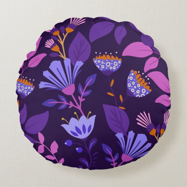 Charming Modern Blommigt Round Pillow Rund Kudde (Framsidan)