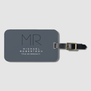 Charming Modern Monogram Grått Clean Bagagebricka