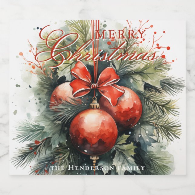 Charming Modern Watercolor jul Mistletoe (Enkel etikett)