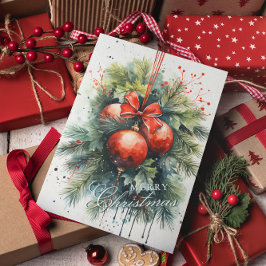 Charming Modern Watercolor jul Mistletoe Julkort