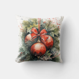 Charming Modern Watercolor jul Mistletoe Kudde
