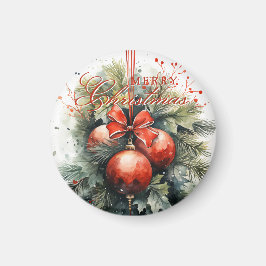 Charming Modern Watercolor jul Mistletoe Magnet