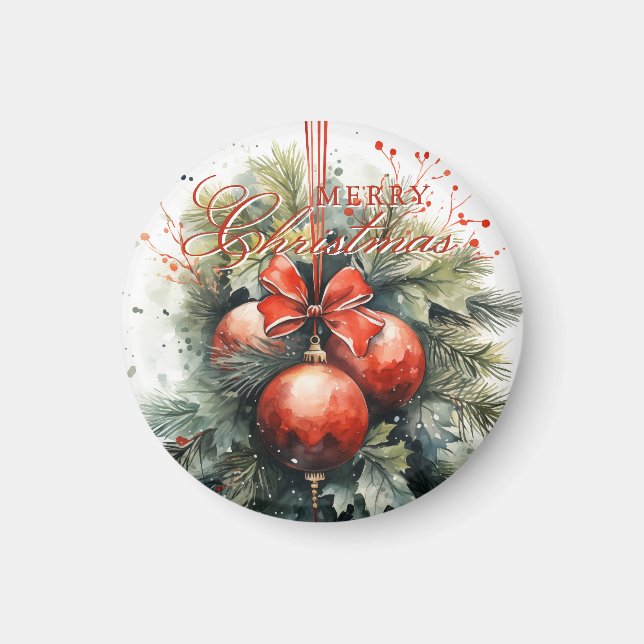 Charming Modern Watercolor jul Mistletoe Magnet (Framsidan)