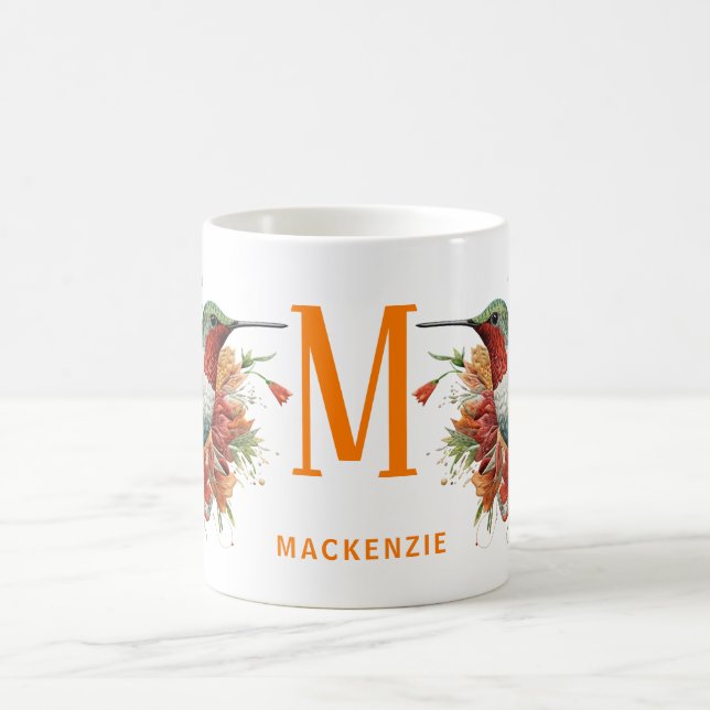 Charming Monogrammed Hummingbird: Personlig Kaffemugg (Center)