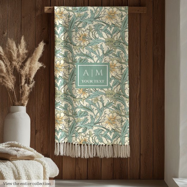 Charming Morris inspirerade pimpernel-tryckfilt Fleecefilt (Charming Morris inspired pimpernel print blanket)