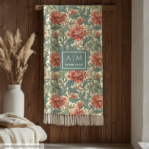 Charming Morris stil pastel botaniskt konstkast Fleecefilt