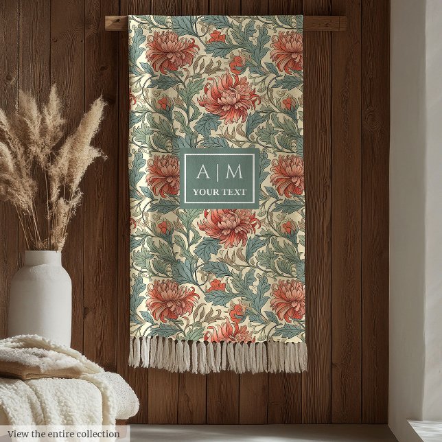 Charming Morris stil pastel botaniskt konstkast Fleecefilt (Charming Morris style pastel botanical art throw Fleece Blanket)