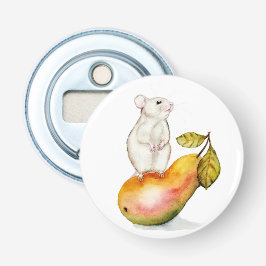Charming Mouse on a Pear Flasköppnare