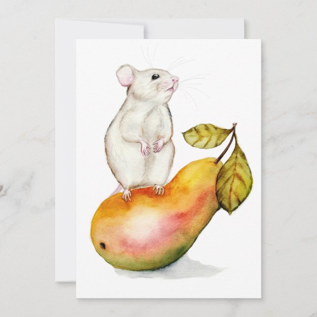 Charming Mouse on a Pear Inbjudningar (Framsida)