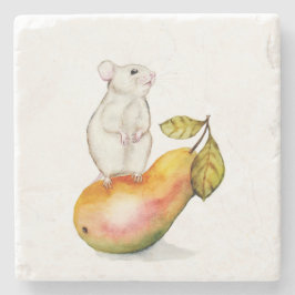 Charming Mouse on a Pear Stenunderlägg