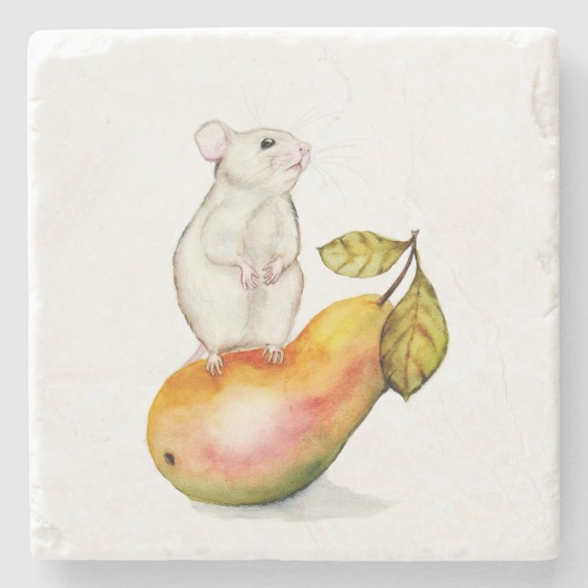 Charming Mouse on a Pear Stenunderlägg (Framsidan)