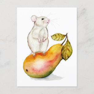 Charming Mouse på en päron Helg Vykort