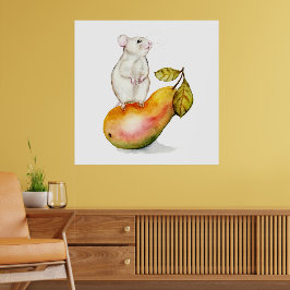 Charming Mouse på en päron Poster